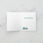 Valentinstag Niedlicher Rennwagen Themenkarte Karte (Innenseite)