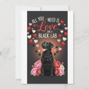 Valentinstag Niedlicher schwarzer Lab Photo Kusche Feiertagskarte