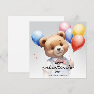 Valentinstag Niedlicher Wasserfarbenbär mit Ballon Feiertagskarte