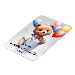 Valentinstag Niedlicher Wasserfarbenbär mit Ballon Magnet