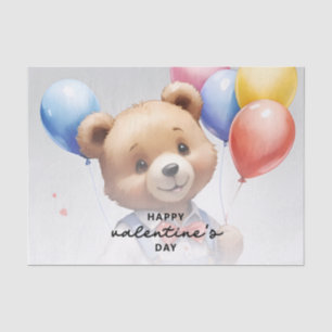Valentinstag Niedlicher Wasserfarbenbär mit Ballon Seidenpapier