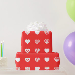 Valentinstag Niedliches Herz rotes Muster Geschenkpapier