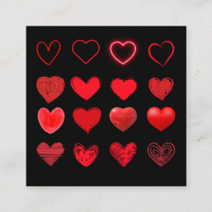 Valentinstag Niedliches Rotes Herz Design Quadratische Visitenkarte