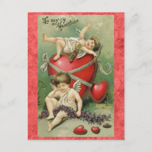 Valentinstag Niedliches Vintages Engelherz Postkarte
