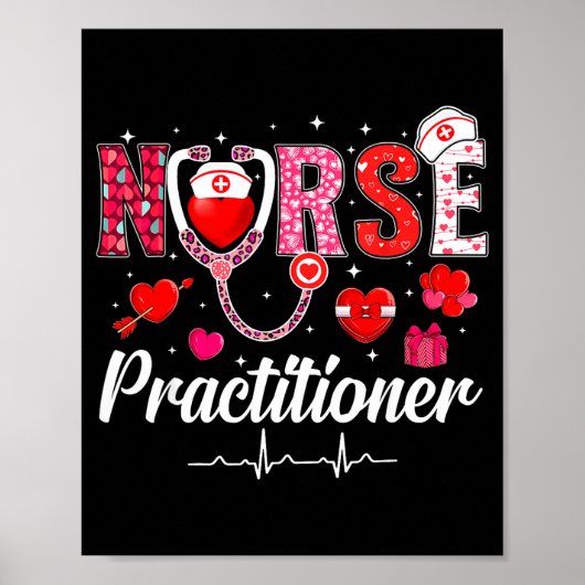 Valentinstag Nurse Practitioner Arbeitskleidung Nu Poster (Vorne)