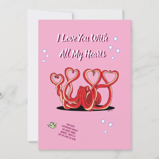 Valentinstag Oktopus Herz Feiertagskarte (Vorderseite)