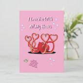 Valentinstag Oktopus Herz Feiertagskarte (Stehend Vorderseite)