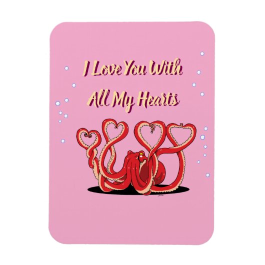 Valentinstag Oktopus Herz Magnet (Vertikal)