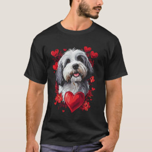 Valentinstag Old English Sheepdog Vektor T-Shirt