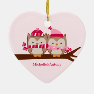 Valentinstag Owls Keramikornament