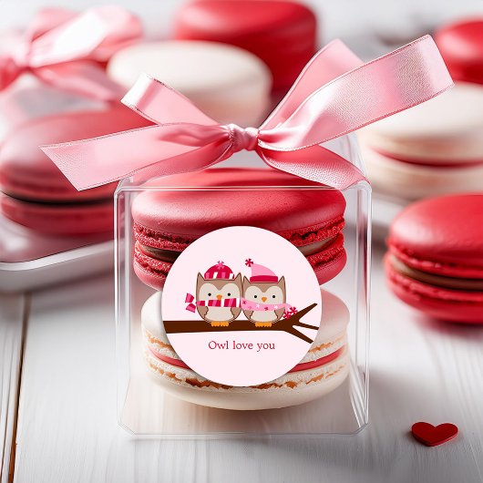 Valentinstag Owls Runder Aufkleber