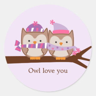 Valentinstag Owls Runder Aufkleber