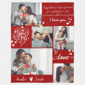Valentinstag Paar Foto Collage rote Liebe Fleecedecke (Vorderseite)