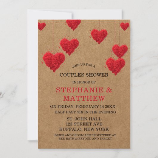 Valentinstag Paare Dusche Einladung (Vorderseite)