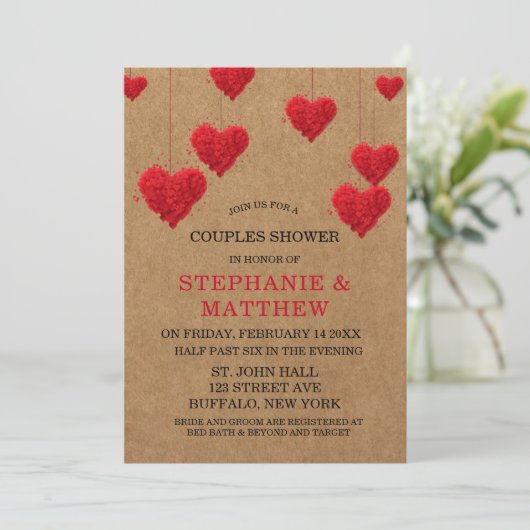 Valentinstag Paare Dusche Einladung (Stehend Vorderseite)