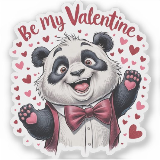 Valentinstag-Panda Aufkleber (Vorderseite)