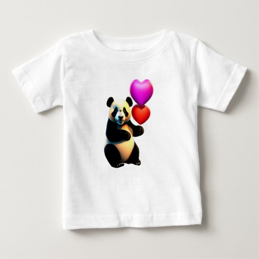 Valentinstag Panda & Herzballon, Valentinstag Baby T-shirt (Vorderseite)