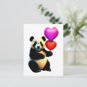 Valentinstag Panda & Herzballon, Valentinstag Postkarte (Stehend Vorderseite)
