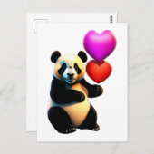 Valentinstag Panda & Herzballon, Valentinstag Postkarte (Vorne/Hinten)