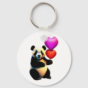 Valentinstag Panda & Herzballon, Valentinstag Schlüsselanhänger