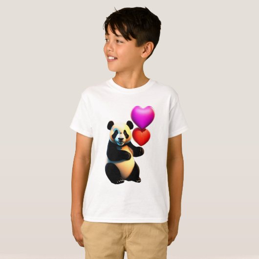 Valentinstag Panda & Herzballon, Valentinstag T-Shirt (Vorne ganz)
