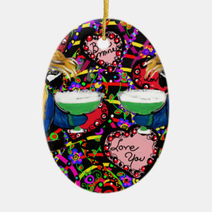 Valentinstag-Papageien Keramik Ornament