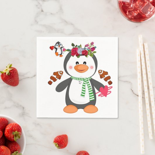 Valentinstag Papier Napkins, Pinguin Hearts Serviette (Beispiel)