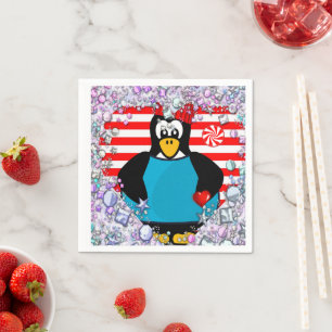 Valentinstag Papier Napkins, Pinguin Hearts Serviette