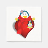Valentinstag Papier Napkins, Pinguin Hearts Serviette (Vorderseite)