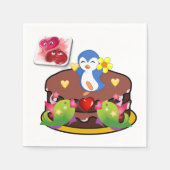 Valentinstag Papier Napkins, Pinguin Hearts Serviette (Vorderseite)