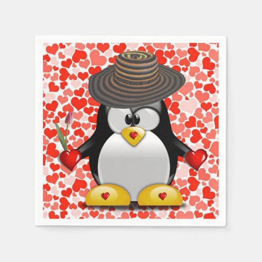 Valentinstag Papier Napkins, Pinguin Serviette (Vorderseite)