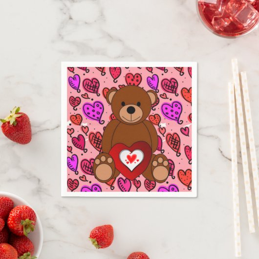 Valentinstag Papier Napkins, Teddy Bär Serviette (Beispiel)