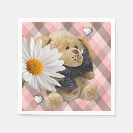 Valentinstag Papier Napkins, Teddy Bär Serviette (Vorderseite)