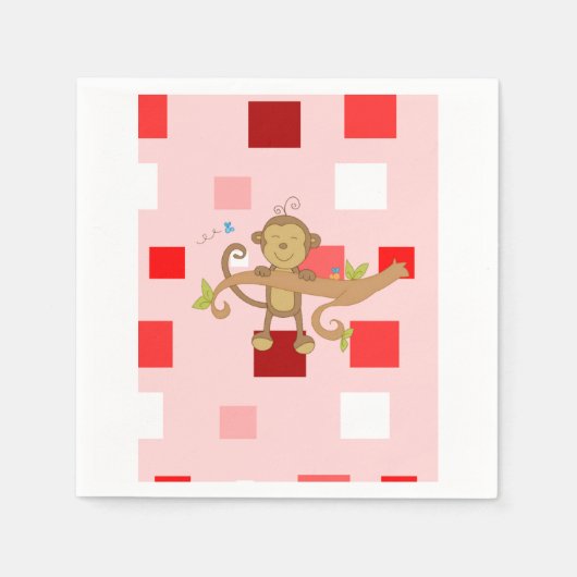 Valentinstag-Papier-Servietten, Affe Serviette (Vorderseite)