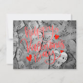 Valentinstag - Papierherz Rot Pink Schrift individ Mitteilungskarte (Vorderseite)