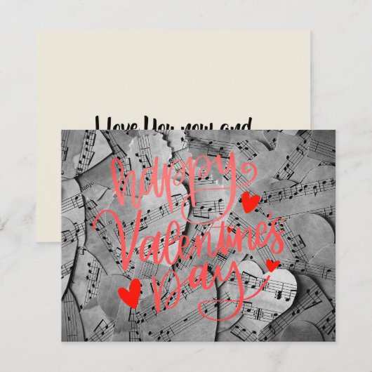 Valentinstag - Papierherz Rot Pink Schrift individ Mitteilungskarte (Vorne/Hinten)