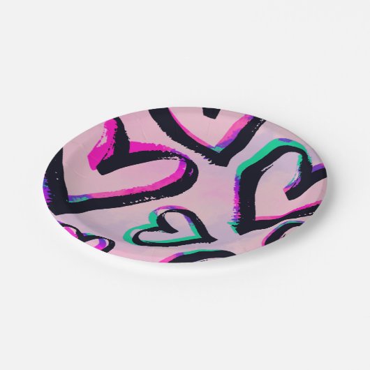 Valentinstag Pappteller (Schrägansicht)