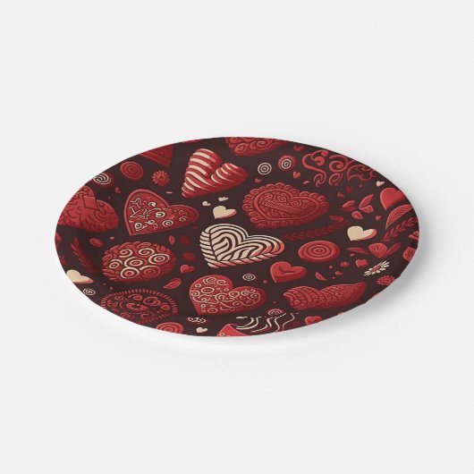 Valentinstag Pappteller (Schrägansicht)