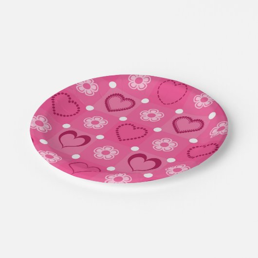 Valentinstag Pappteller (Schrägansicht)