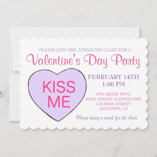 Valentinstag Party Candy Conversation Herz Einladung (Vorderseite)