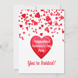 Valentinstag Party Confetti Herz Personalisiert Einladung