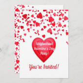 Valentinstag Party Confetti Herz Personalisiert Einladung (Vorne/Hinten)