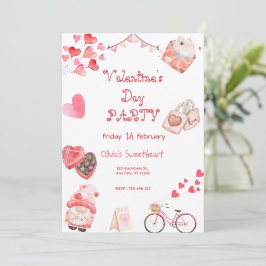 Valentinstag Party Einladung (Stehend Vorderseite)