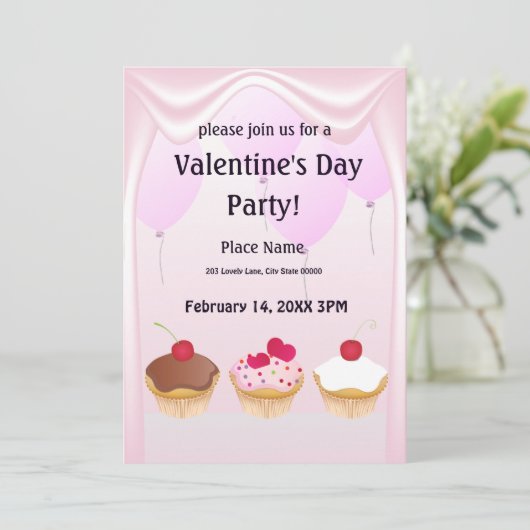 Valentinstag Party Einladung (Stehend Vorderseite)