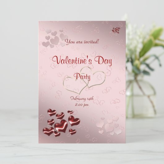 Valentinstag-Party Einladung (Stehend Vorderseite)