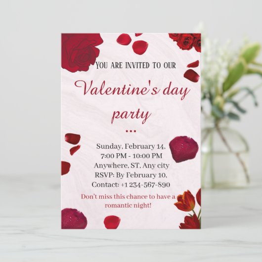 Valentinstag Party Einladung (Stehend Vorderseite)