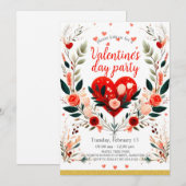 Valentinstag-Party Einladung (Vorne/Hinten)