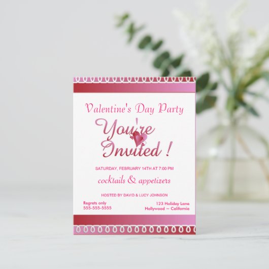 Valentinstag-Party Einladung (Stehend Vorderseite)