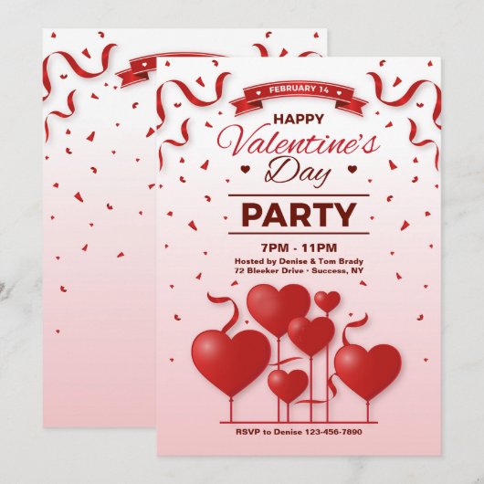 Valentinstag-Party Einladung (Vorne/Hinten)