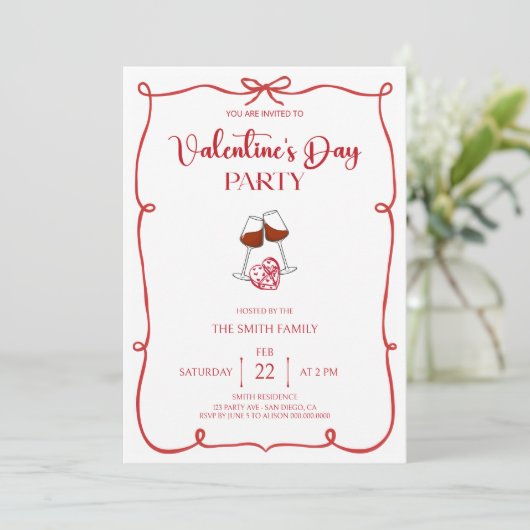Valentinstag Party Einladung (Stehend Vorderseite)